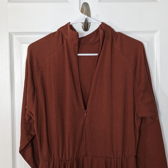 Vintage 80s Mock Neck Rosemary Brantley Burnt Orange Prairie Circle Dress Size S - Picture 6 of 9